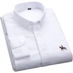 Cotton Oxford Plaid Solid Color Striped Shirt Tops Casual Long Sleeve Shirt Slim Fit Shirt Men Camisa Social Korean Clothes - Image 21