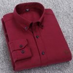 Men's 100% Cotton Plaid Oxford Shirt – Business Casual Long Sleeve with Embroidered Fit - Image 2