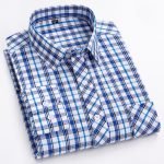 Men's Luxury Plaid Long Sleeve Shirt – 100% Cotton Business Casual Designer Checkered Wear - Image 12