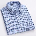 Men's Luxury Plaid Long Sleeve Shirt – 100% Cotton Business Casual Designer Checkered Wear - Image 2
