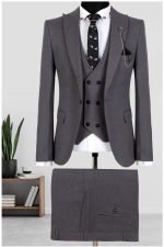 Deep Sea Fabric Patterned 3-Piece Men's Suit | Single Button & Double Slit Design - Image 2