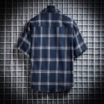 Men's Summer Plaid Shirt – Hip Hop Oversize Checked Short Sleeve Streetwear in Grey - Image 5