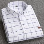 Cotton Oxford Plaid Solid Color Striped Shirt Tops Casual Long Sleeve Shirt Slim Fit Shirt Men Camisa Social Korean Clothes - Image 13