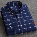 Cotton Oxford Plaid Solid Color Striped Shirt Tops Casual Long Sleeve Shirt Slim Fit Shirt Men Camisa Social Korean Clothes - Image 5