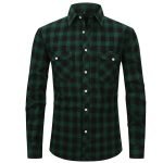 Men's Plaid Flannel Shirt – Long Sleeve Fashion with Double-Pocket England Style - Image 7