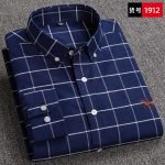 Men's 100% Cotton Plaid Oxford Shirt – Business Casual Long Sleeve with Embroidered Fit - Image 3