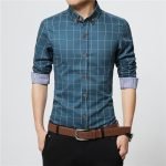 ERIDANUS Men's Plaid Cotton Dress Shirt – High-Quality Slim Fit Long Sleeve Business Casual Shirt - Image 4