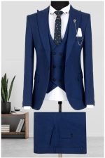 Deep Sea Fabric Patterned 3-Piece Men's Suit | Single Button & Double Slit Design - Image 6