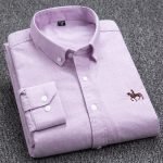 Men's 100% Cotton Plaid Oxford Shirt – Business Casual Long Sleeve with Embroidered Fit - Image 6