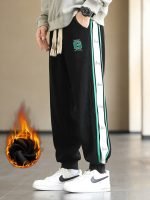 Men's Winter Fleece Sweatpants – Thick Warm Corduroy Black Joggers, Streetwear Harem Pants - Image 2