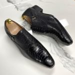 Luxury Men's Snake Print Oxford Shoes | Genuine Leather Lace-Up Dress Shoes - Image 2