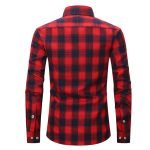 Men's Plaid Flannel Shirt – Long Sleeve Fashion with Double-Pocket England Style - Image 11