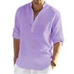 Men's Casual Cotton Linen Blouse – Loose Long Sleeve Tops for Spring and Autumn - Image 12