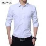 BROWON Men's Long Sleeve Fashion Blouse – Solid Color Business Turn-Neck Plus Size Shirt - Image 11