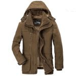 Men's Solid Color Parka | Hooded Thick Fleece Military Coat with Fur Collar - Image 4