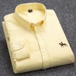Men's 100% Cotton Plaid Oxford Shirt – Business Casual Long Sleeve with Embroidered Fit - Image 18