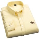 Cotton Oxford Plaid Solid Color Striped Shirt Tops Casual Long Sleeve Shirt Slim Fit Shirt Men Camisa Social Korean Clothes - Image 24