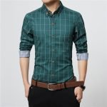 ERIDANUS Men's Plaid Cotton Dress Shirt – High-Quality Slim Fit Long Sleeve Business Casual Shirt - Image 9