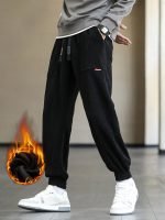 Men's Winter Fleece Sweatpants – Thick Warm Corduroy Black Joggers, Streetwear Harem Pants