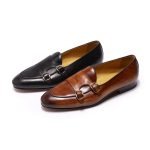 Hand-Painted Genuine Leather Monk Strap Loafers | Men's Dress Shoes for Weddings & Parties - Image 7