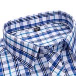 Men's Luxury Plaid Long Sleeve Shirt – 100% Cotton Business Casual Designer Checkered Wear - Image 16