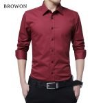 BROWON Men's Long Sleeve Fashion Blouse – Solid Color Business Turn-Neck Plus Size Shirt - Image 8