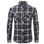 Men's Plaid Flannel Shirt – Long Sleeve Fashion with Double-Pocket England Style - Image 6