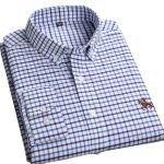 Cotton Oxford Plaid Solid Color Striped Shirt Tops Casual Long Sleeve Shirt Slim Fit Shirt Men Camisa Social Korean Clothes - Image 12