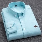 Men's 100% Cotton Plaid Oxford Shirt – Business Casual Long Sleeve with Embroidered Fit - Image 17