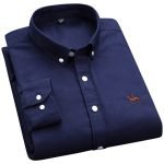 Cotton Oxford Plaid Solid Color Striped Shirt Tops Casual Long Sleeve Shirt Slim Fit Shirt Men Camisa Social Korean Clothes - Image 27