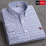 Men's 100% Cotton Plaid Oxford Shirt – Business Casual Long Sleeve with Embroidered Fit - Image 13