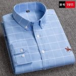Men's 100% Cotton Plaid Oxford Shirt – Business Casual Long Sleeve with Embroidered Fit - Image 11