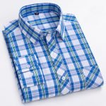 Men's Luxury Plaid Long Sleeve Shirt – 100% Cotton Business Casual Designer Checkered Wear - Image 15