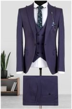 Deep Sea Fabric Patterned 3-Piece Men's Suit | Single Button & Double Slit Design - Image 4