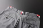 Fashion THOM Brand Men's Cropped Pants | Casual Cotton Slim Suit Trousers with Stripes - Image 4