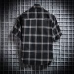 Men's Summer Plaid Shirt – Hip Hop Oversize Checked Short Sleeve Streetwear in Grey - Image 3