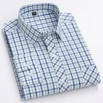 Men's Luxury Plaid Long Sleeve Shirt – 100% Cotton Business Casual Designer Checkered Wear - Image 6