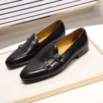 Hand-Painted Genuine Leather Monk Strap Loafers | Men's Dress Shoes for Weddings & Parties - Image 5