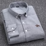 Men's 100% Cotton Plaid Oxford Shirt – Business Casual Long Sleeve with Embroidered Fit - Image 14