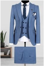 Deep Sea Fabric Patterned 3-Piece Men's Suit | Single Button & Double Slit Design - Image 3