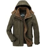 Men's Solid Color Parka | Hooded Thick Fleece Military Coat with Fur Collar - Image 6