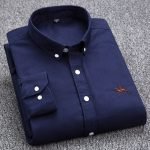 Men's 100% Cotton Plaid Oxford Shirt – Business Casual Long Sleeve with Embroidered Fit - Image 12