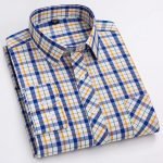 Men's Luxury Plaid Long Sleeve Shirt – 100% Cotton Business Casual Designer Checkered Wear - Image 14