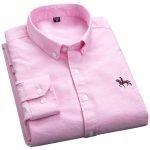 Cotton Oxford Plaid Solid Color Striped Shirt Tops Casual Long Sleeve Shirt Slim Fit Shirt Men Camisa Social Korean Clothes - Image 7
