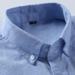 Cotton Oxford Plaid Solid Color Striped Shirt Tops Casual Long Sleeve Shirt Slim Fit Shirt Men Camisa Social Korean Clothes - Image 15