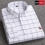 Men's 100% Cotton Plaid Oxford Shirt – Business Casual Long Sleeve with Embroidered Fit - Image 21