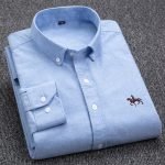 Men's 100% Cotton Plaid Oxford Shirt – Business Casual Long Sleeve with Embroidered Fit - Image 4