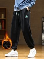 Men's Winter Fleece Sweatpants – Thick Warm Corduroy Black Joggers, Streetwear Harem Pants - Image 4