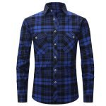 Men's Plaid Flannel Shirt – Long Sleeve Fashion with Double-Pocket England Style - Image 10