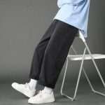 Men's Baggy Jeans: Korean Fashion Hip Hop Straight Wide Leg Trousers in Black & Light Blue - Image 9